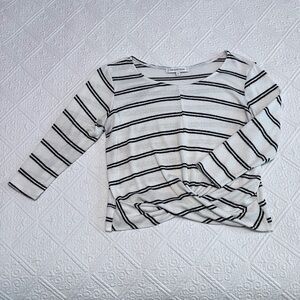 The Vanity Room Black and White Striped 3/4 Length Sleeve Top